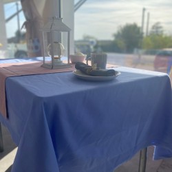 Nappe de table bleu bandes satin 100% coton
