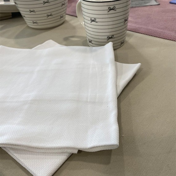 Serviettes de table blanches trame canevas 50 x 50 recyclées (Lot de 6)