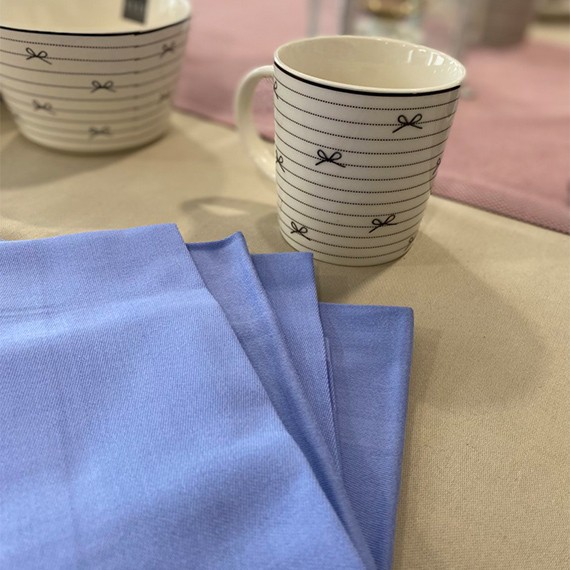 Serviettes de table bleu 50 x 50 recyclées (Lot de 6)