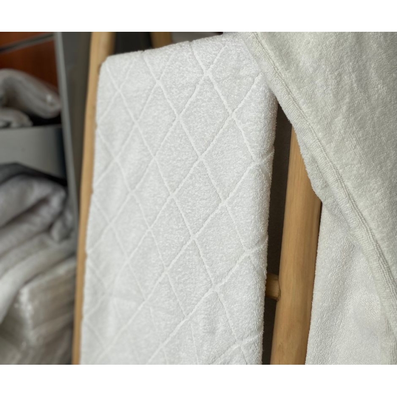 Maxi drap de bain blanc Losange ou Uni 100 x 140 recyclé